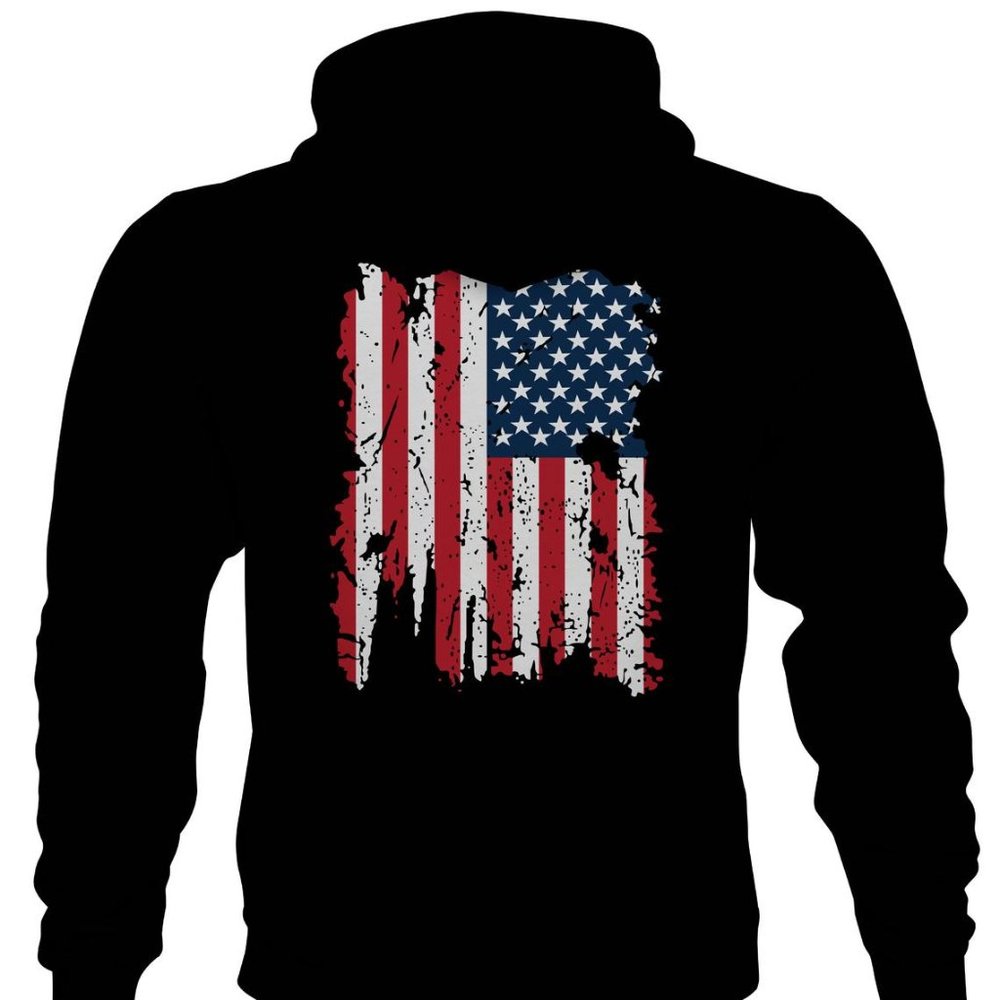 American Flag in Color, Screen printed on back